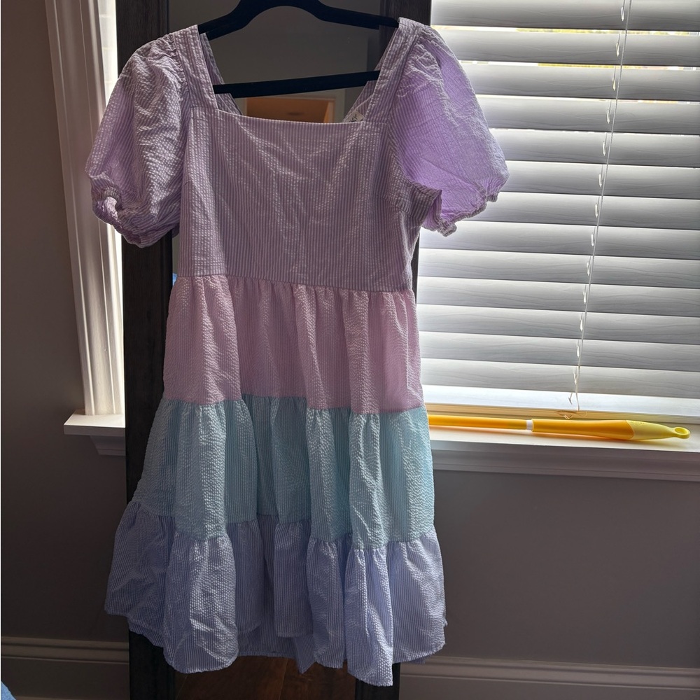 She + Sky Pastel Tiered Mini Dress